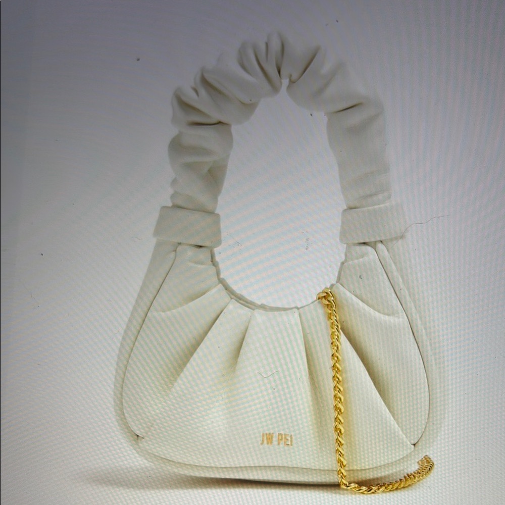 JW PEI Cream Gold Ruched Shoulder Bag